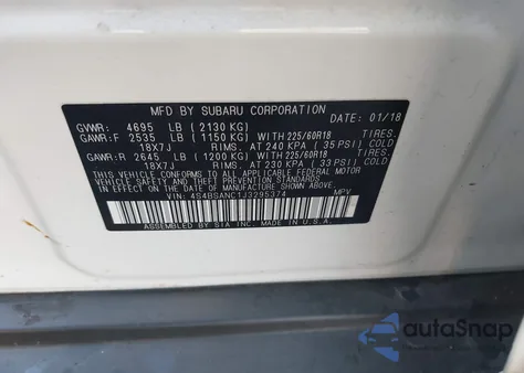 2018 Subaru Outback 2.5I Limited from USA, damaged, VIN 4S4BSANC1J3295374